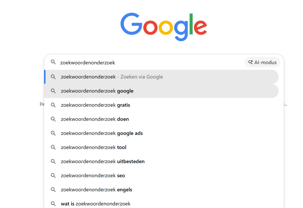 Google Autocomplete functie