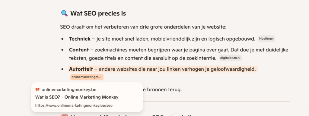 Brand mention in een AI model
