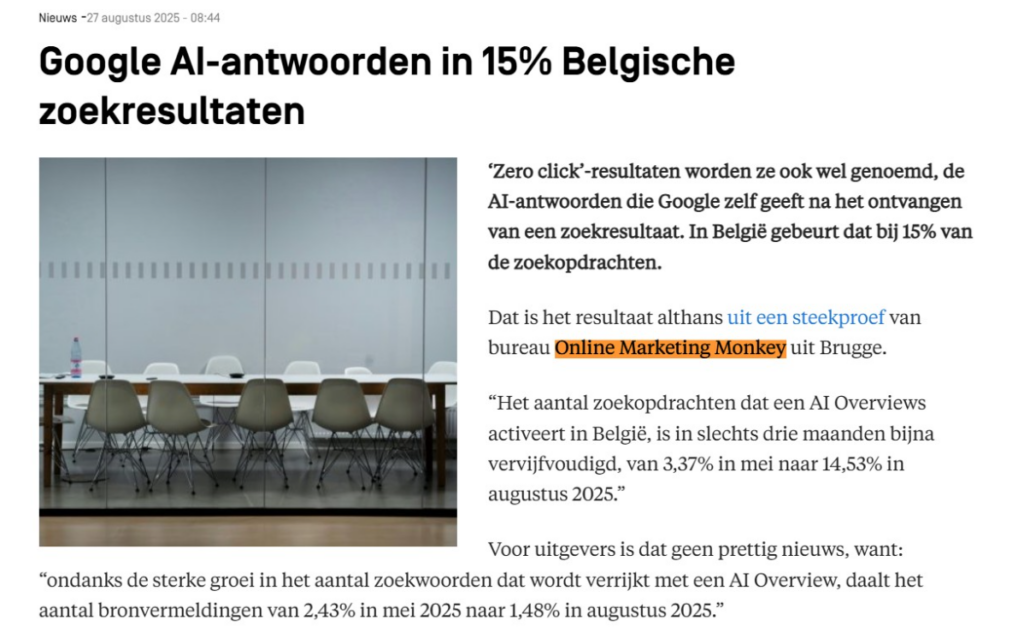 Brand mention in een nieuwsbericht